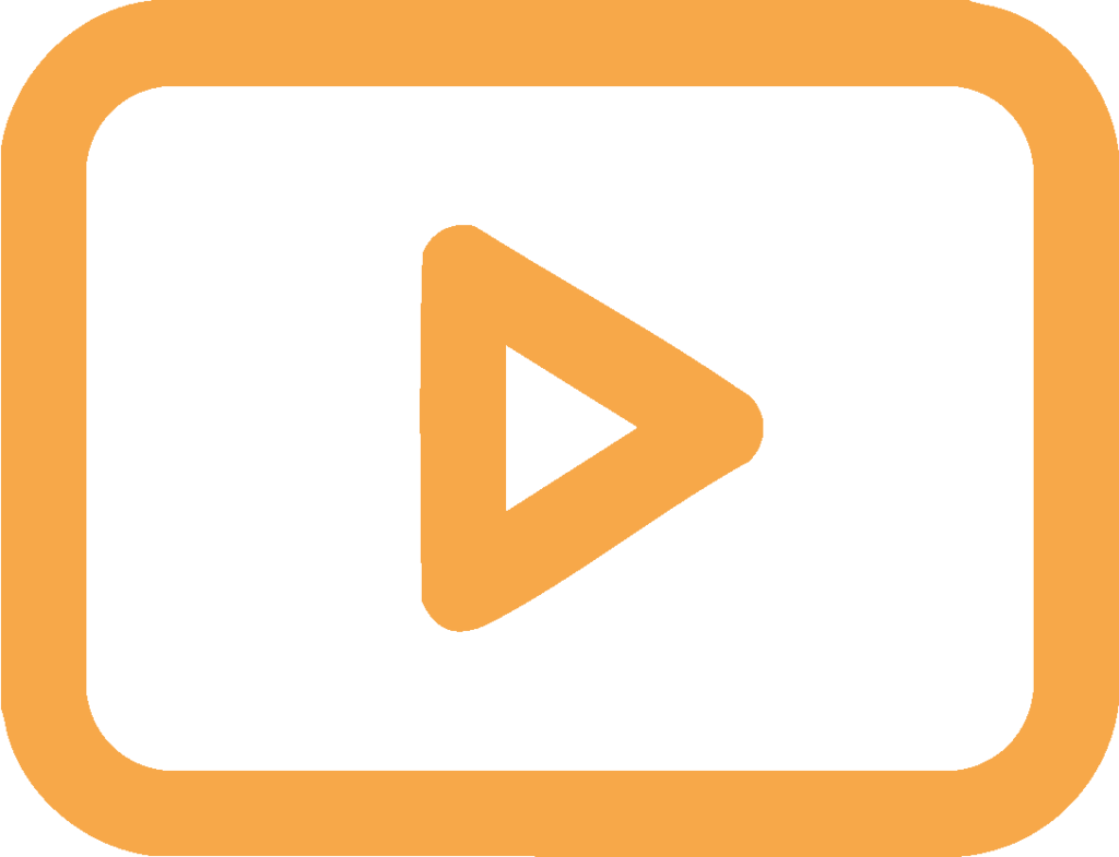 a black and orange play button